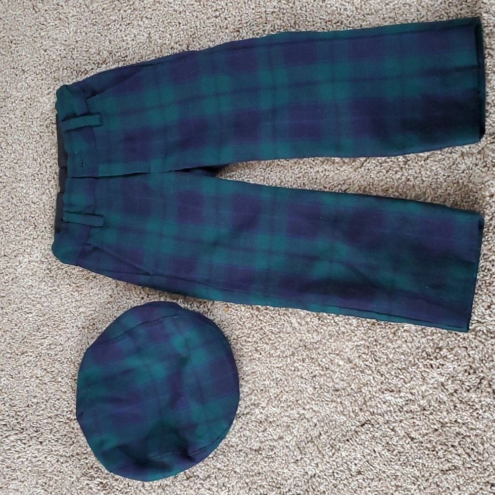 Janie and Jack Plaid Wool Pants and Cap Set
